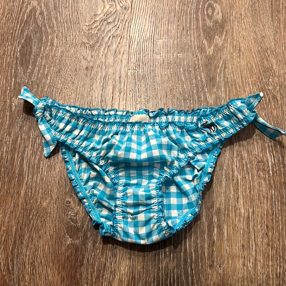 NWT Abercrombie & Fitch women’s swim blue and white checkered bikini bottom